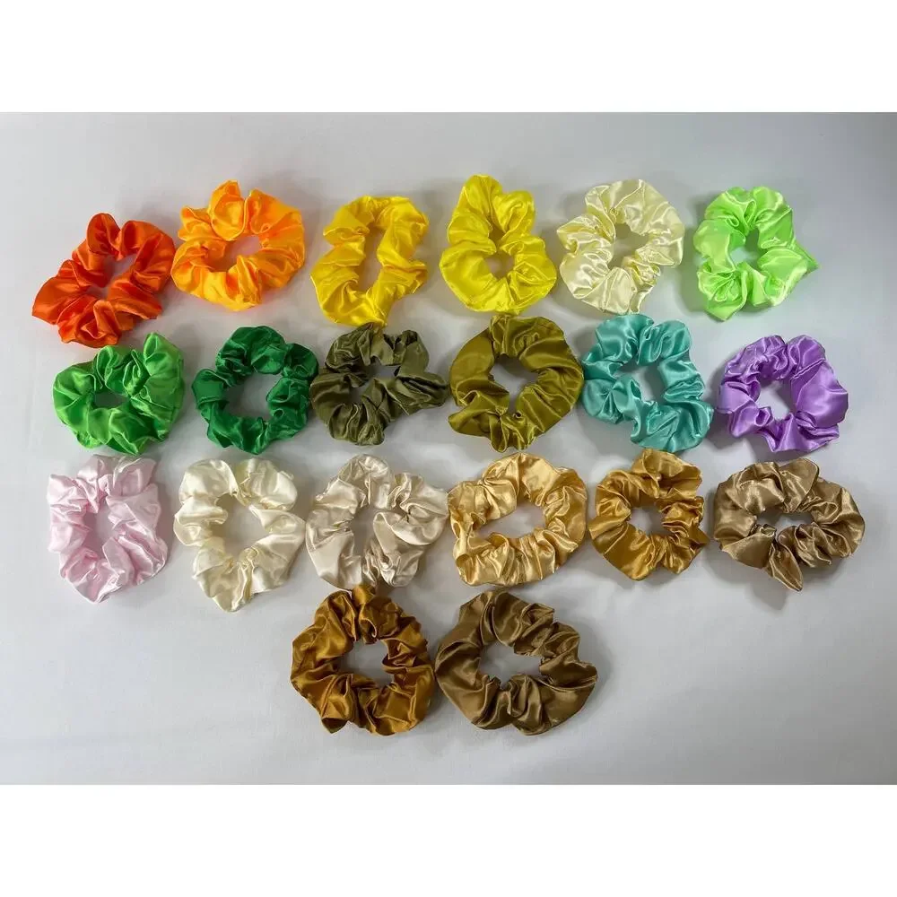 Pack of 20 Satin Scrunchies Hair Multicolor NEW